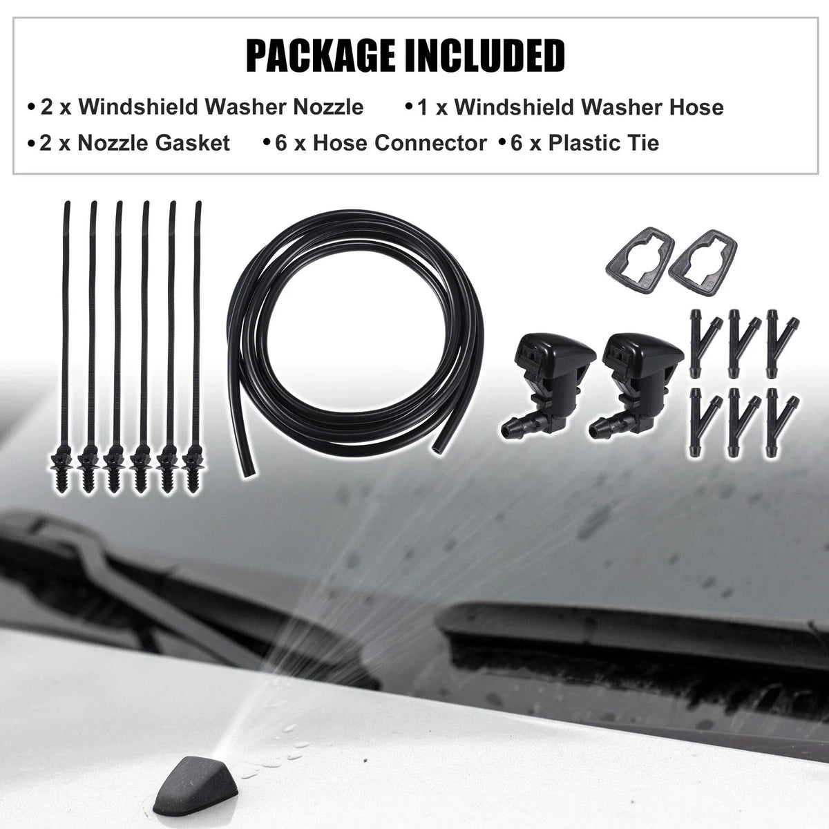 Set of 2 Windshield Washer Nozzles No. 7T4Z17603A for Ford Focus (2008)