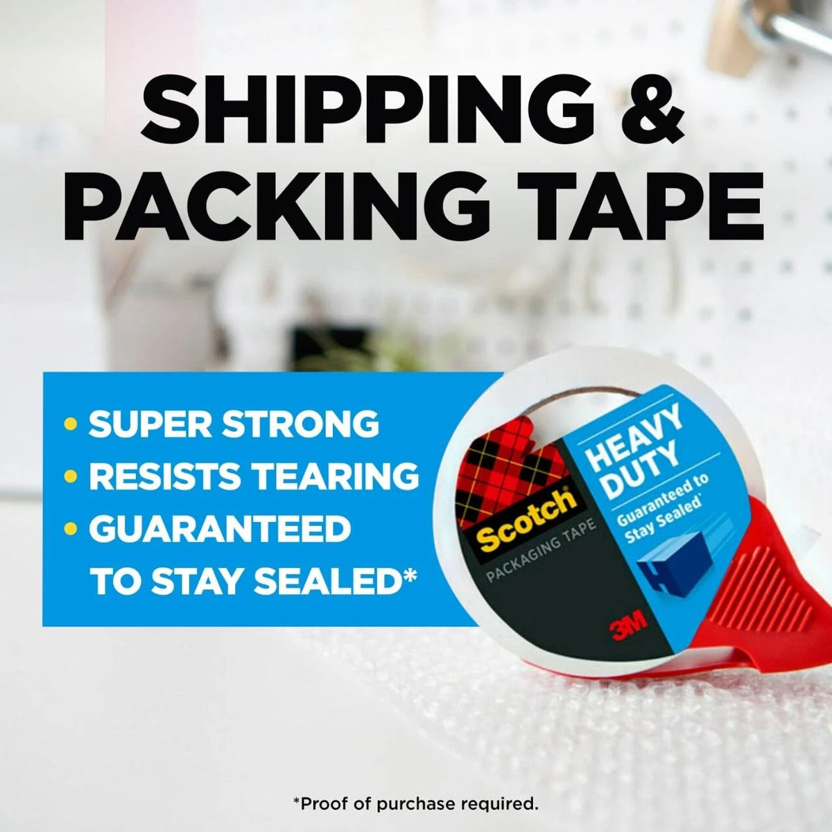 Set of 4 Heavy Duty Shipping Packing Tape Rolls, Clear, Transparent
