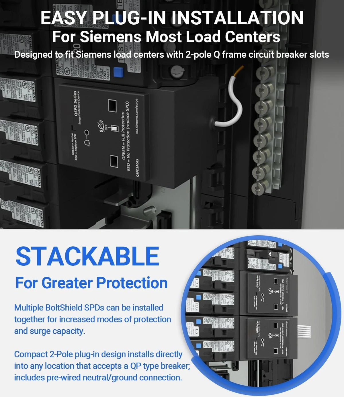 2-Pole Surge Protection Device for Siemens QSPD2A065P