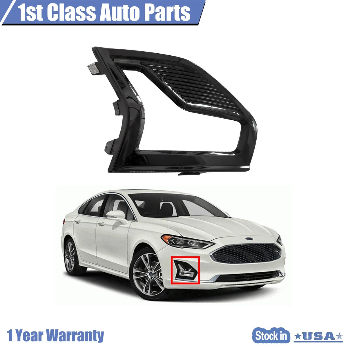 Gloss Black LED Fog Cover Bezels for Ford Fusion (2019–2020)