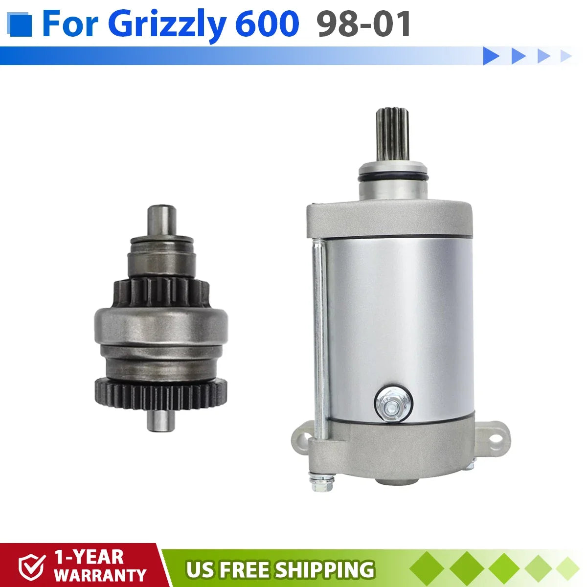 Starter for Yamaha Grizzly 600 YFM600 (1998–2001) with Bendix
