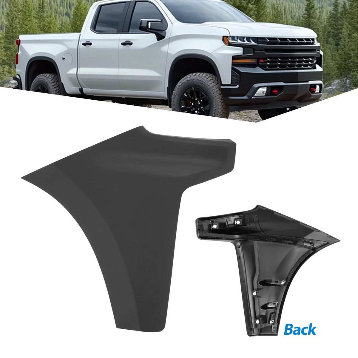 Right Bumper End Cap Filler for Chevy Silverado 1500 (2019–2022) BACP000000702, 84658018, 84361305, 84455119, 84555464, GM1017110
