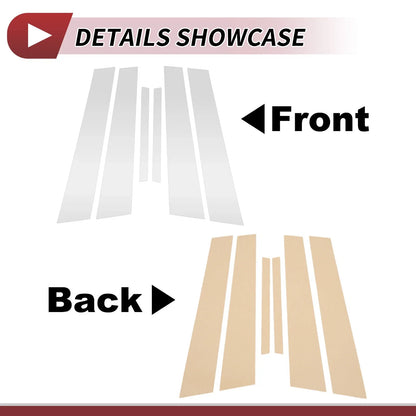 6 Pcs Door Pillar Window Trim for Nissan Maxima (2009–2015) Silver Tone