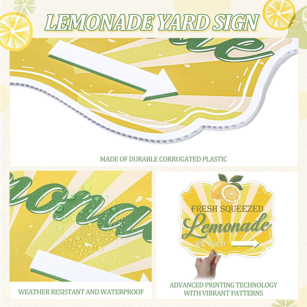 4 Pcs Lemonade Stand Arrow Sign 13.7'' x 11.8'' Summer Yard Sign