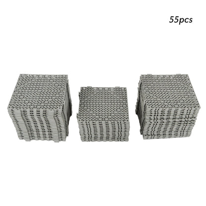 Set of 55 Gray 12" x 12" PVC Interlocking Drainage Floor Tiles
