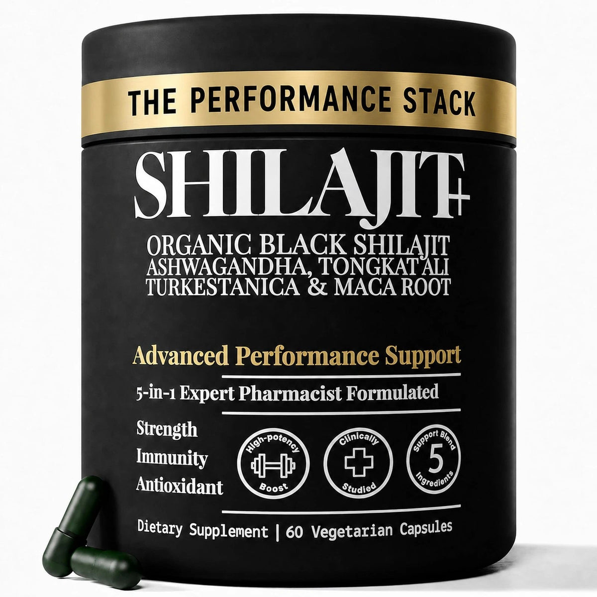 Black Shilajit for Men (Pack of 1) - 80% Potency, 60 Count