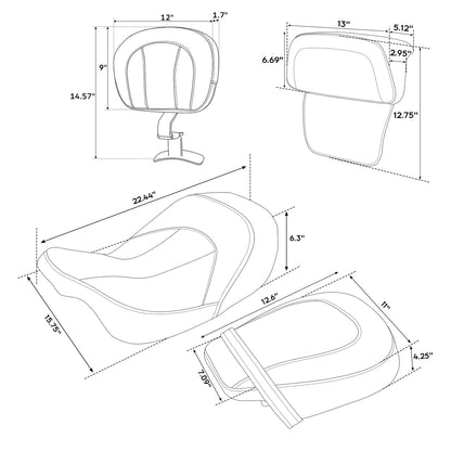 Driver Passenger Seat & Backrest for Harley Touring CVO Road Glide (2014–2023)