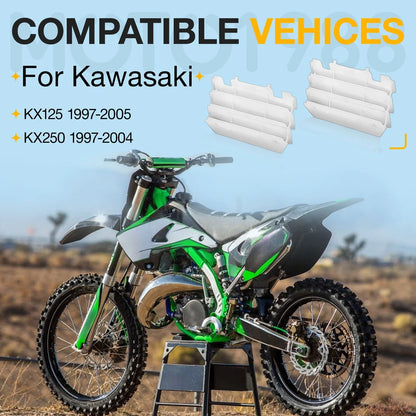 2 Radiator Louvers Guards for Kawasaki KX125 KX250 (1997–2004) 14037-1310-RZ White