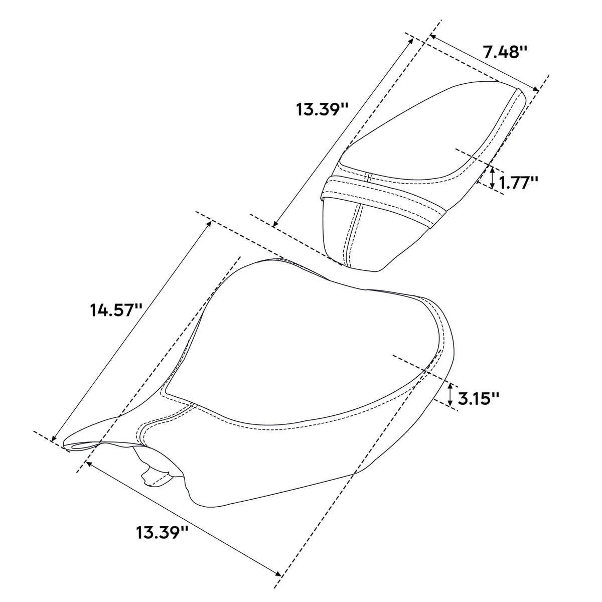 Driver Passenger Seats for Kawasaki Z900 (2017–2023) Black