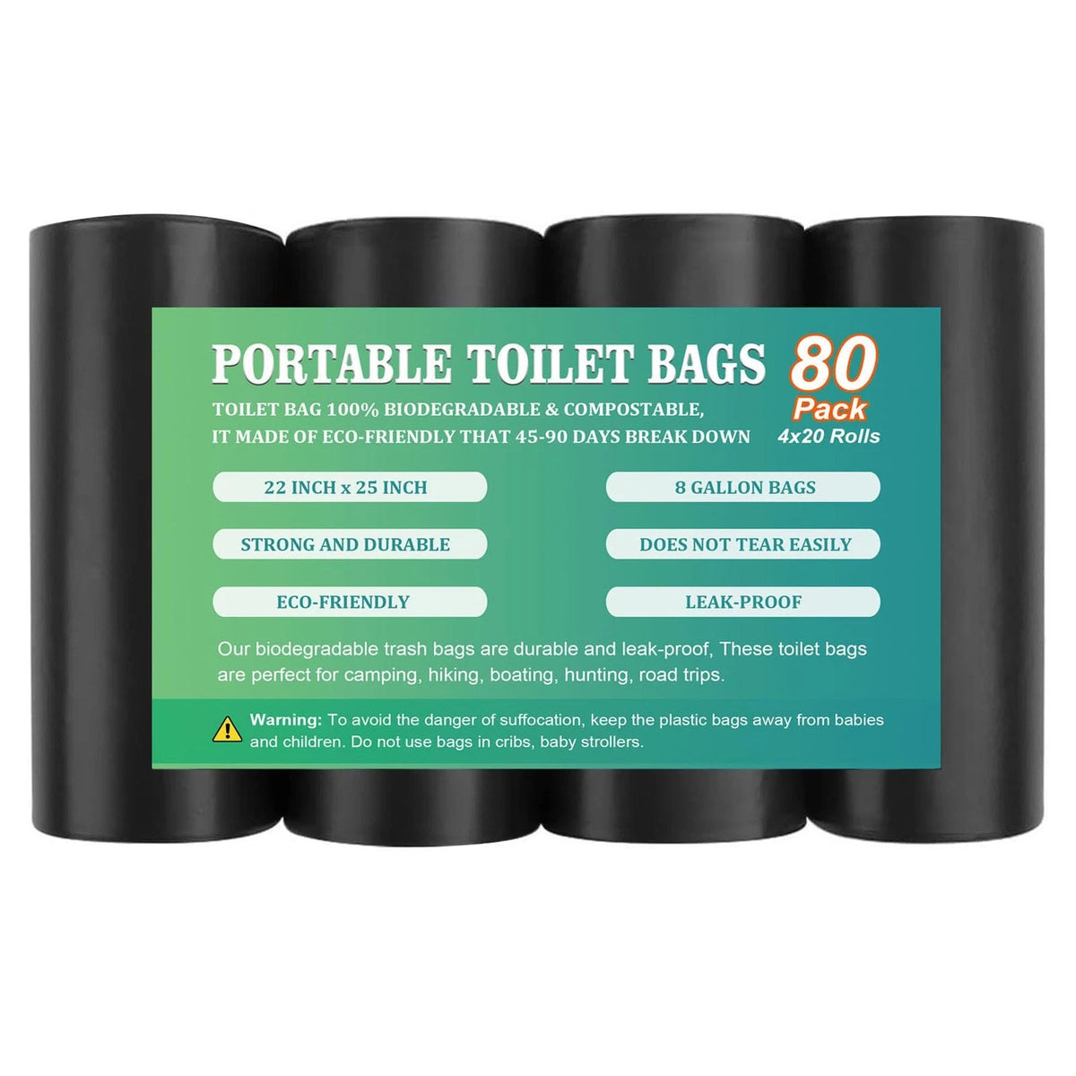 80 Portable Toilet Bags for Camping (Pack of 80)