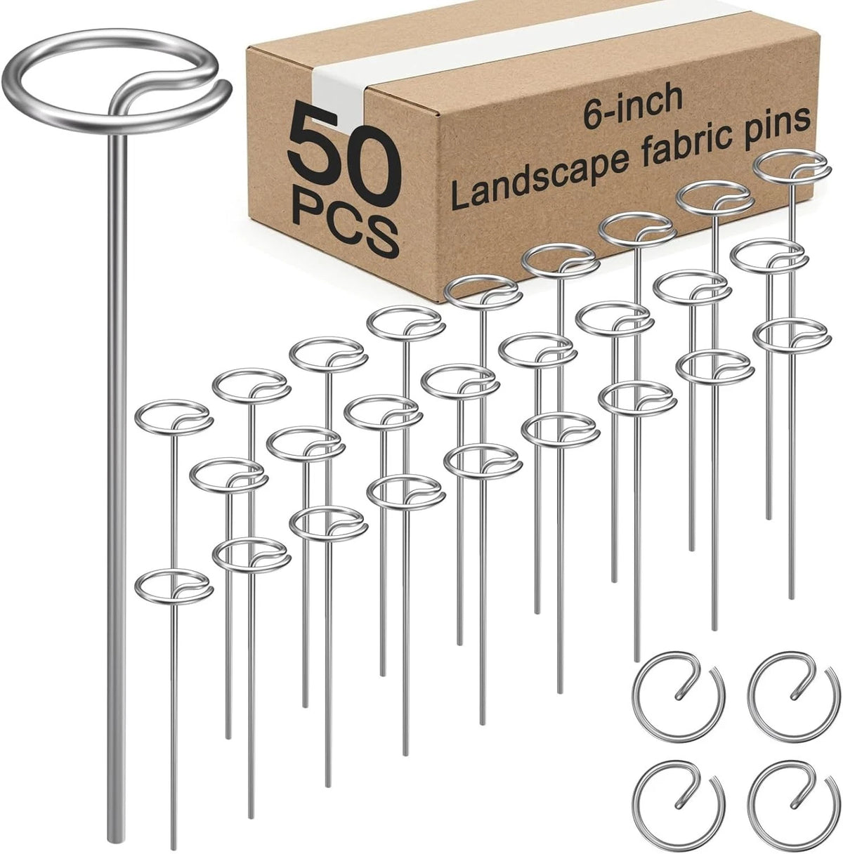 50 Pcs Heavy Duty 6-Inch Landscape Staples for Garden Projects