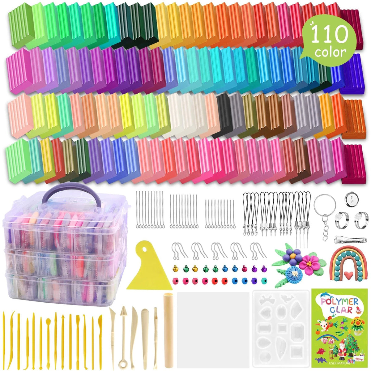 Polymer Clay Set of 110 Colors Non-Sticky Oven Bake Modeling (No Part Numbers)