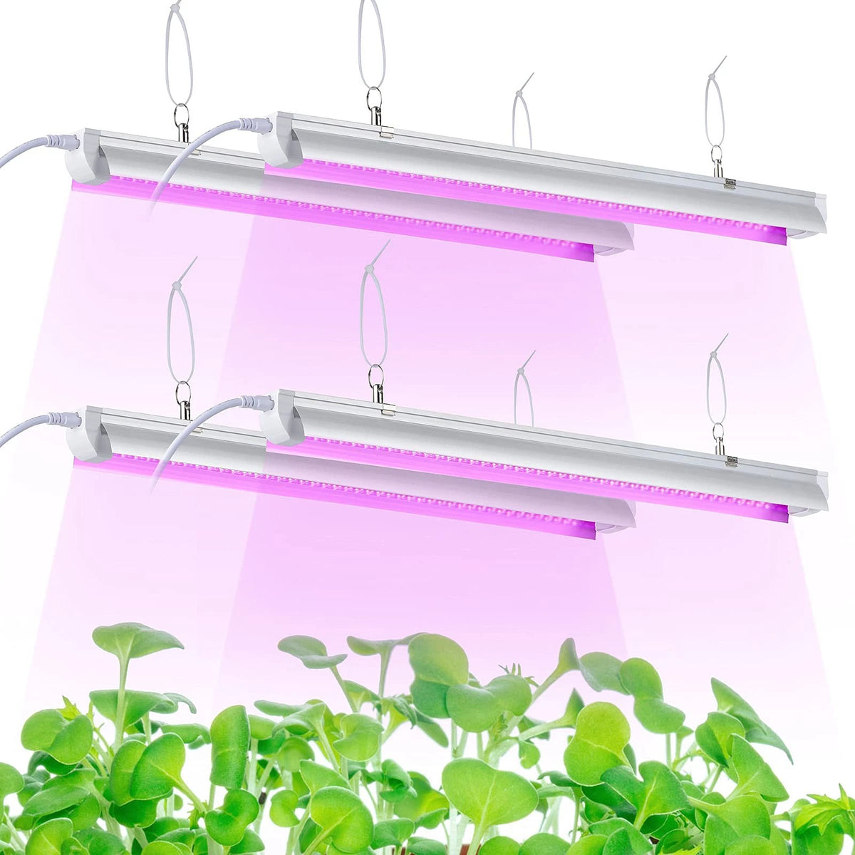 2ft T8 Grow Light Set of 4, 100W (600W Equivalent), Pink for Indoor Plants