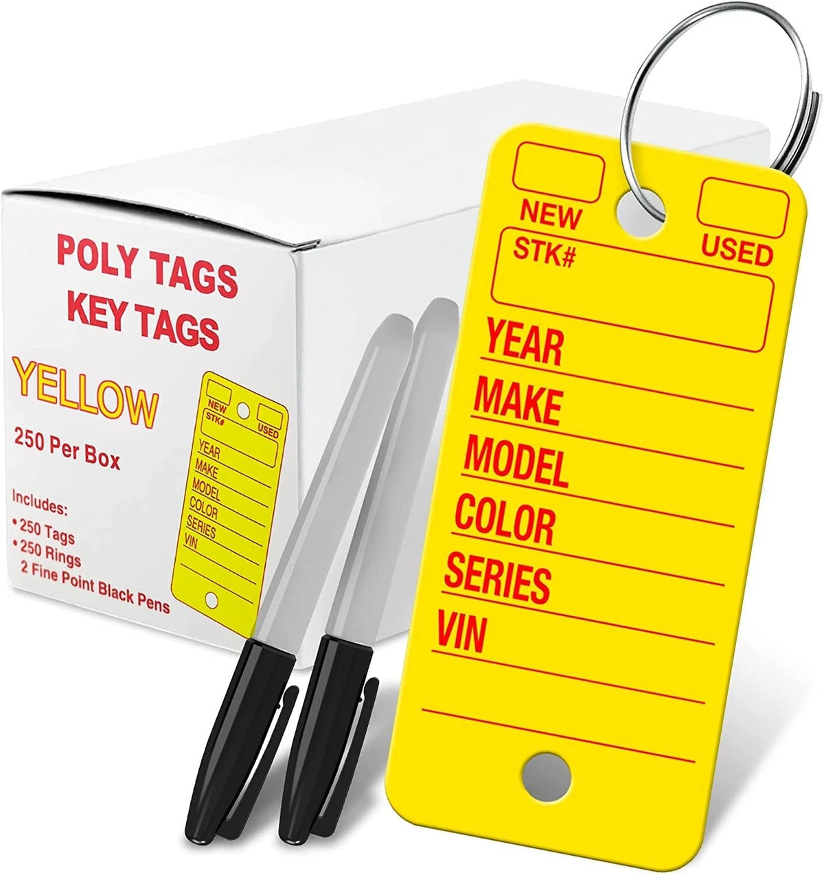 250 Poly Tag Key Tags with Ring (Yellow)