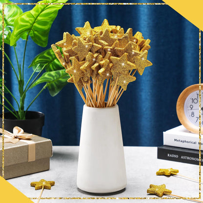 60 Pcs Golden Star Floral Picks for Centerpiece Table Decor (Graduation)