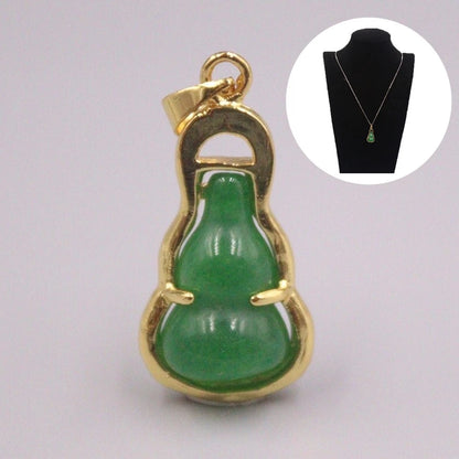 Gold Plated Simulated Heating Jade Pendant for Gourd Green Jadeite