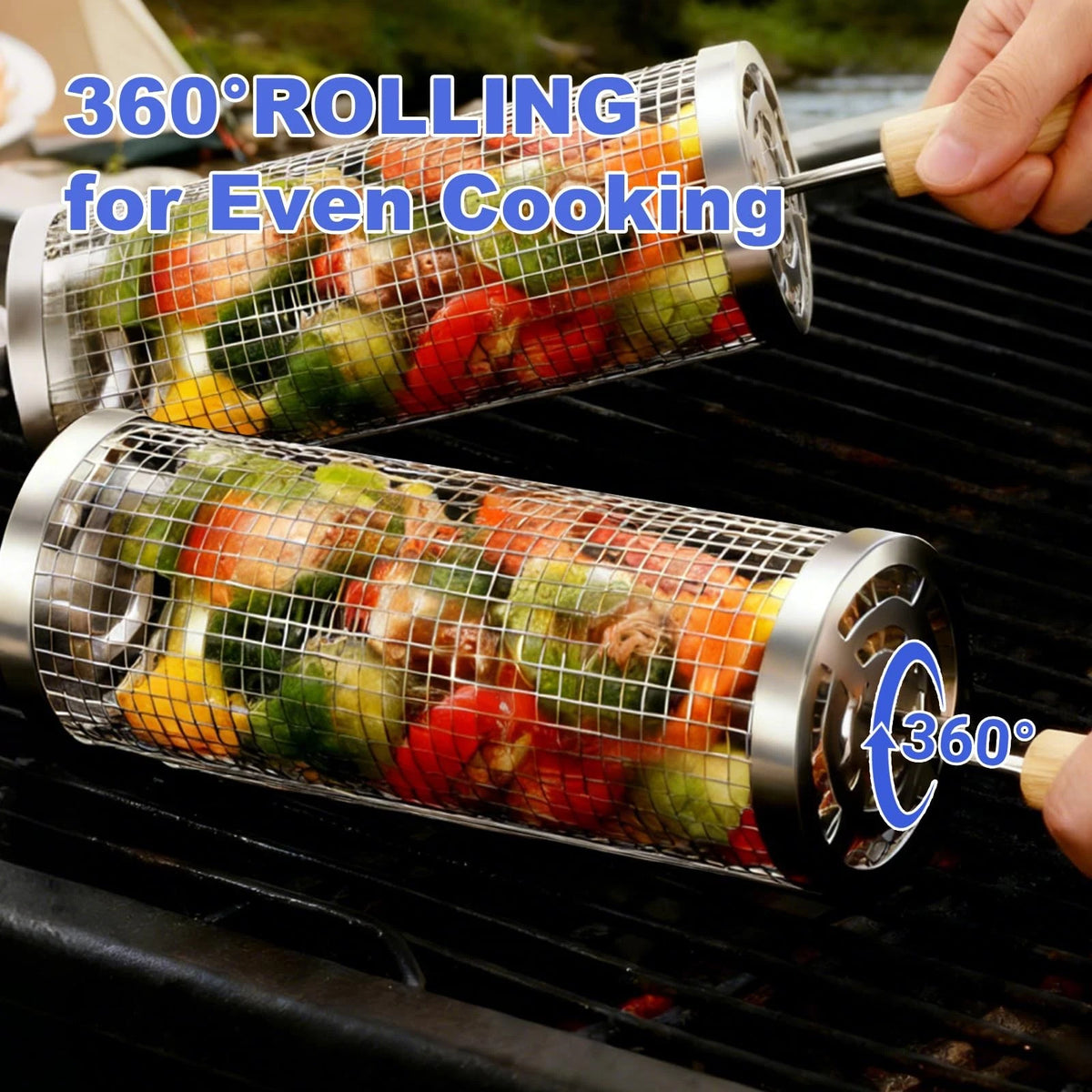 2X Rolling Grill Basket for
