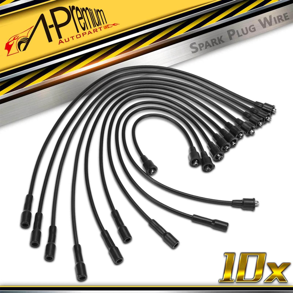 10x Spark Plug Wire Set for Dodge Ramcharger Charger Challenger (1974) 3837 999, 671-8123, 6718123