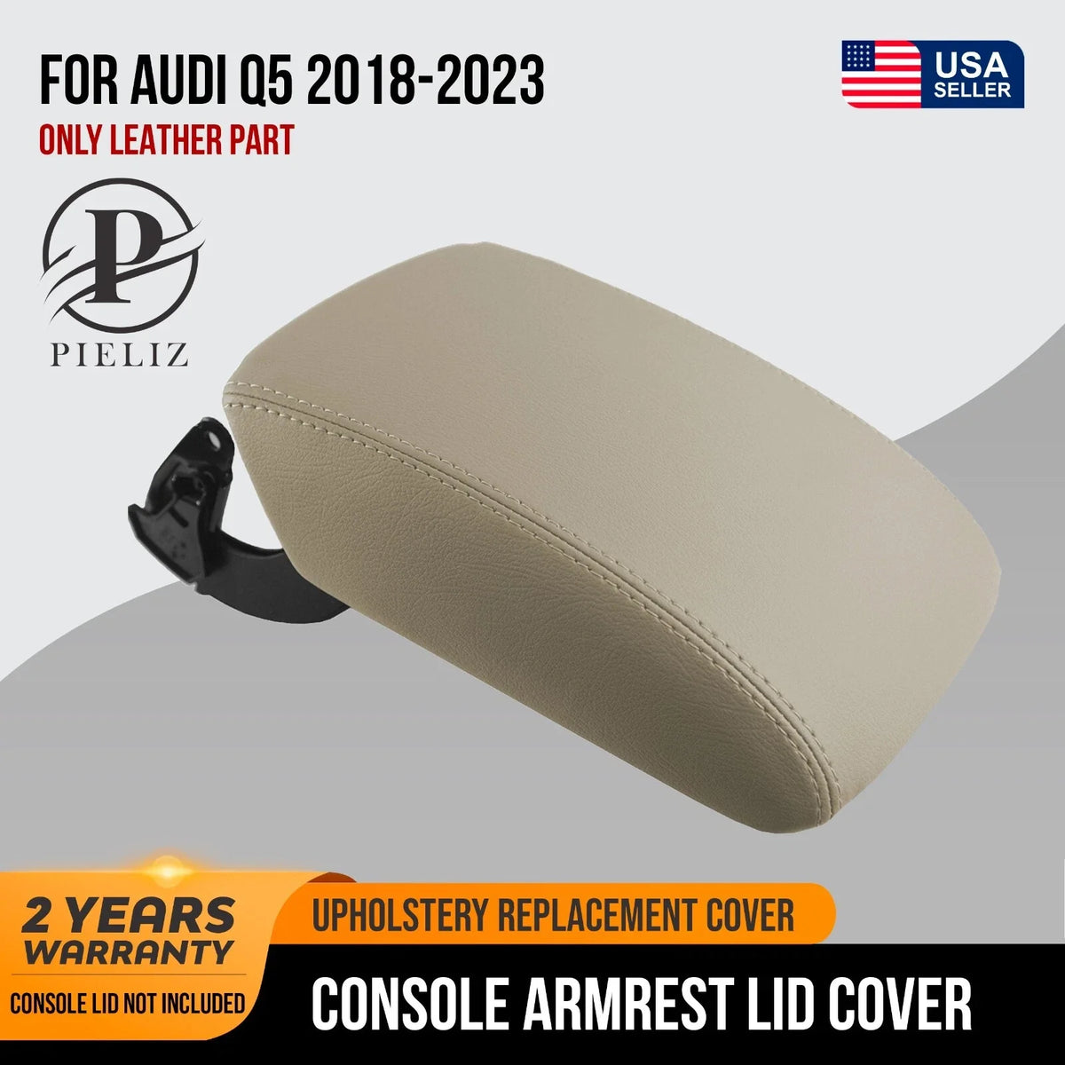 Leather Synthetic Center Console Armrest Cover for Audi Q5 (2018–2023) Beige