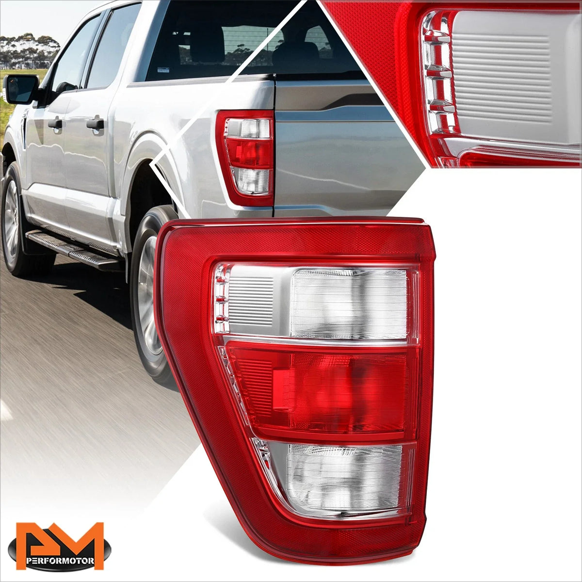 Chrome Housing Tail Brake Light Stop Lamp for Ford F-150 XL (2021–2023)