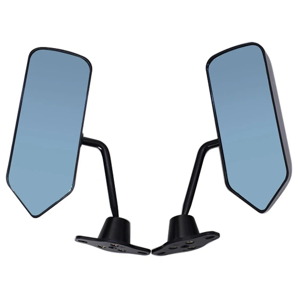Set of 2 Universal F1 Style Side Mirrors for Cars - Glossy Black Convex