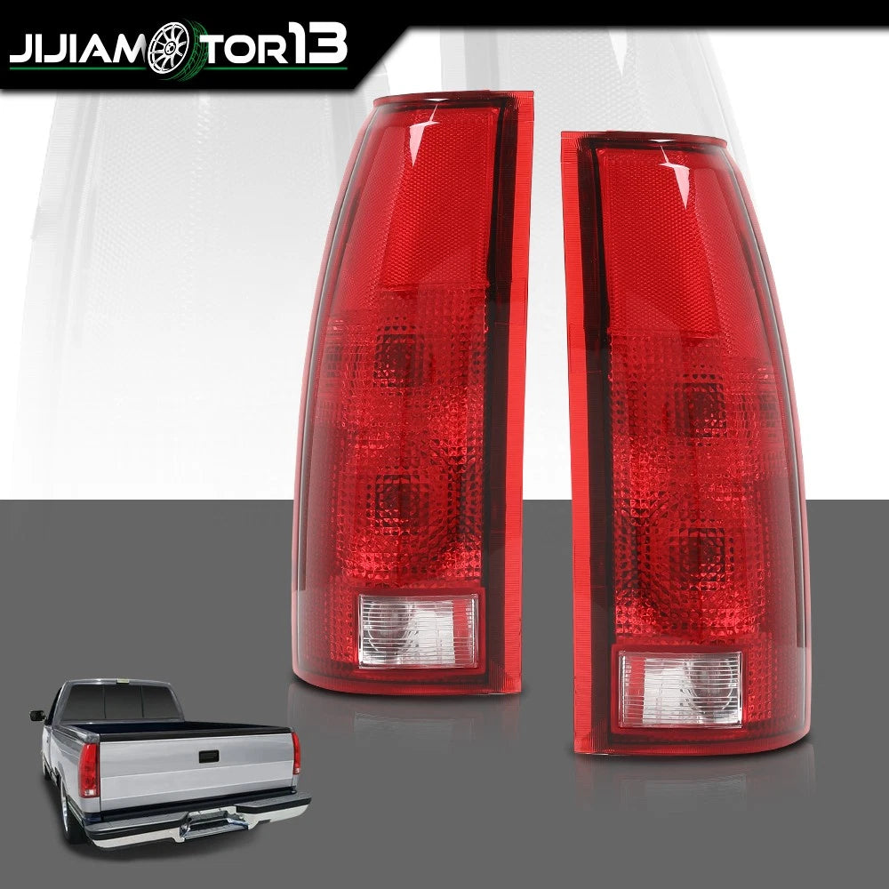 Set of 2 Red/Smoke Tail Lights for Chevy C/K1500 Silverado (1988–1998) - GM2800104, GM2801104, jijia102701