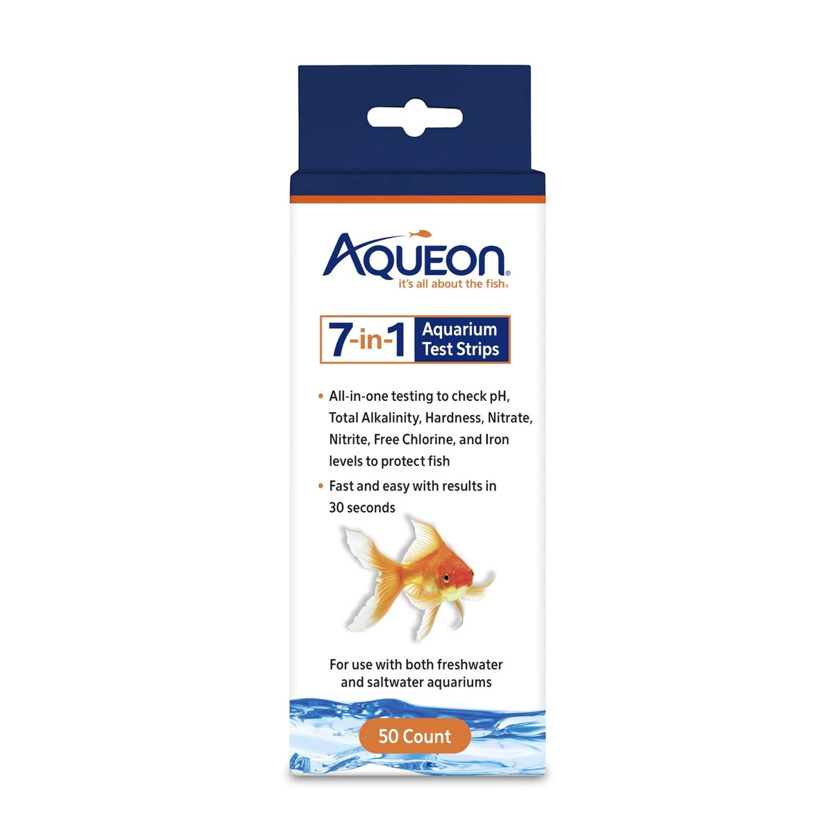 50 Count Aqueon 7-in-1 Aquarium Test Strips for Fast pH Results