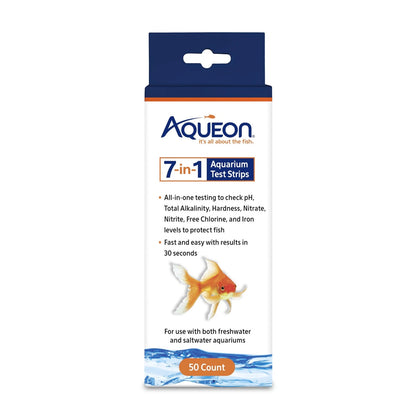 50 Count Aqueon 7-in-1 Aquarium Test Strips for Fast pH Results