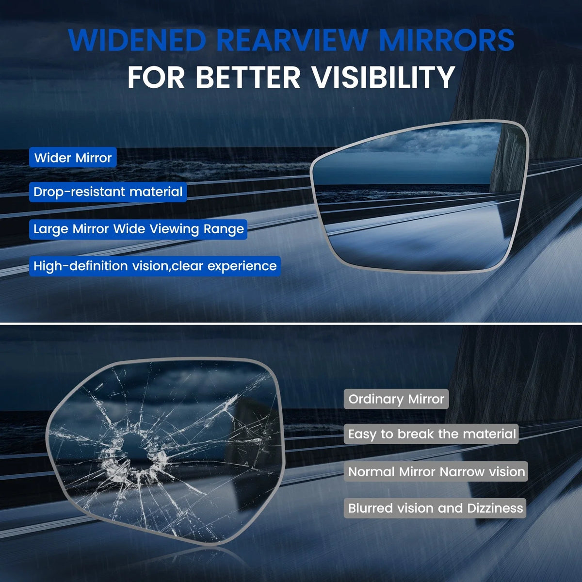 Left Side Mirror Glass for Volkswagen VW Passat Jetta Beetle (2011–2019)