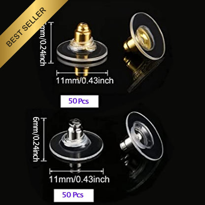 100Pcs Earring Backs Lifters for Heavy Droopy Ears - Gold & Silver
