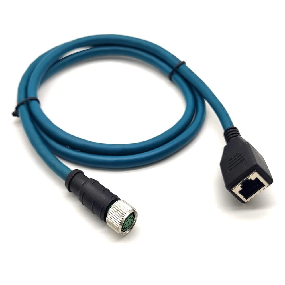 1m M12 8 Pin ACode Female to RJ45 Female Cat 6 Ethernet Cable Hub