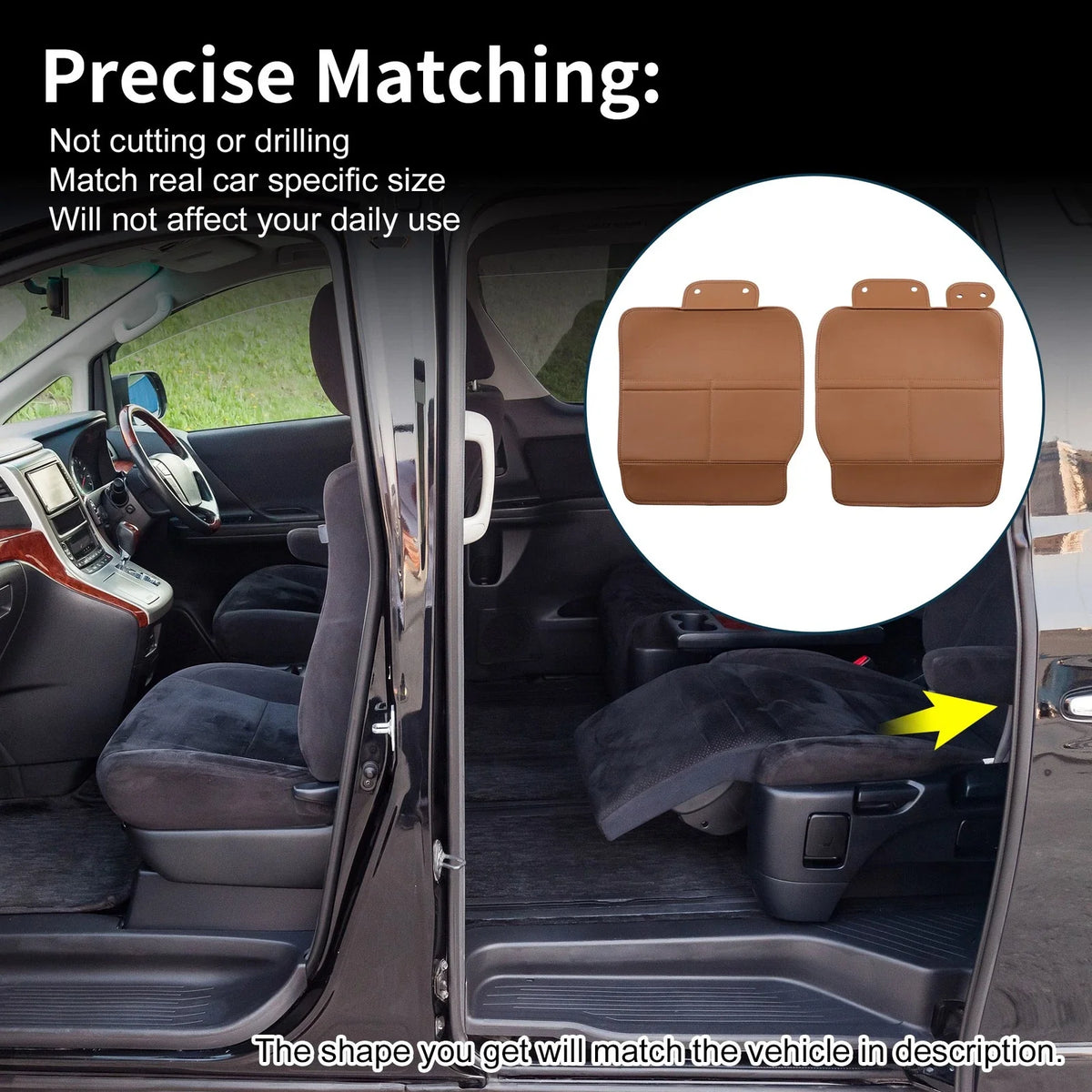 2X Car Door Anti Kick Pad Sticker for Toyota Vellfire Alphard (2015–2020) Brown