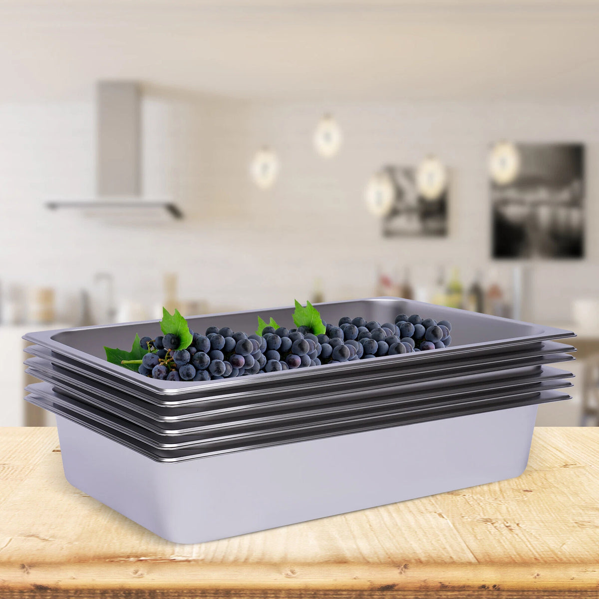 6-Pack 4 Inch Stainless Steel Steam Table Pans for Restaurant Use