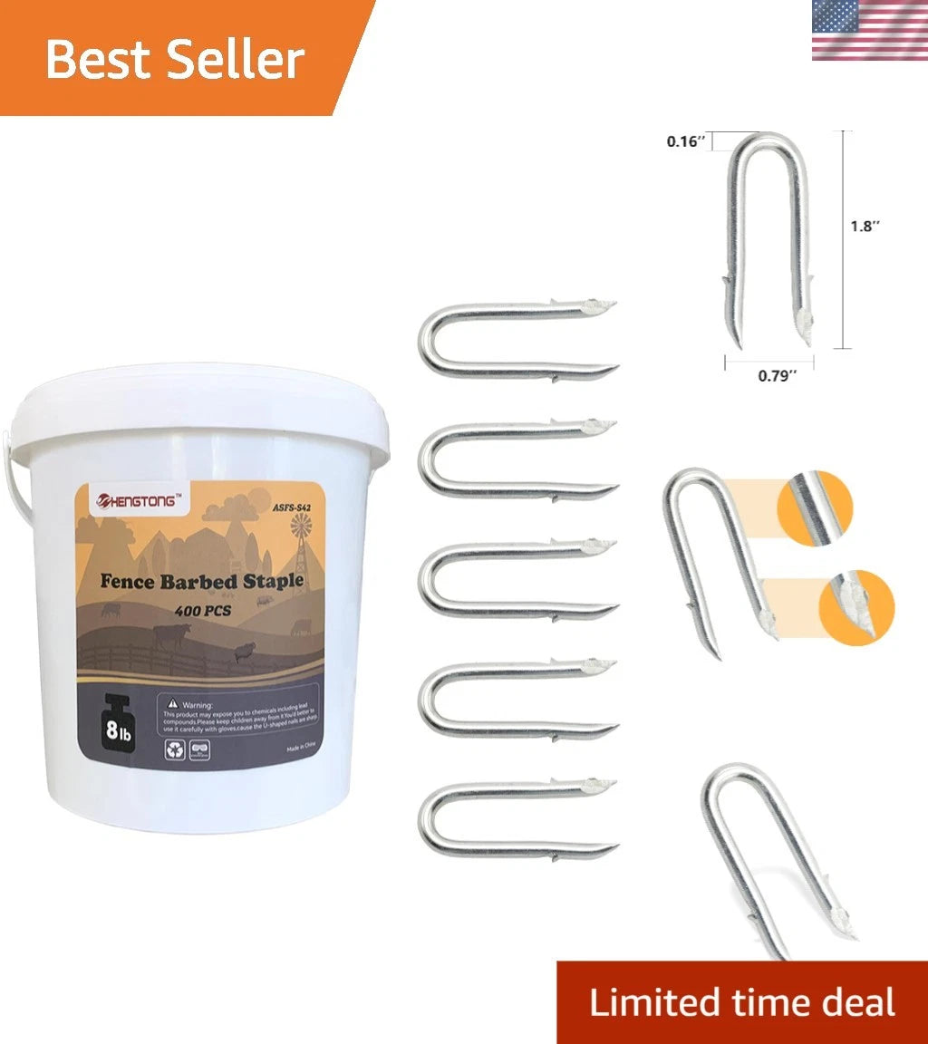 400 Count U-Shaped Galvanized Steel Fence Staples for Versatile Fencing Use