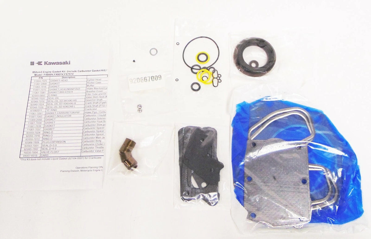 Engine Gasket Kit for Kawasaki Lawn Mower (Carb Gasket Kit Included)