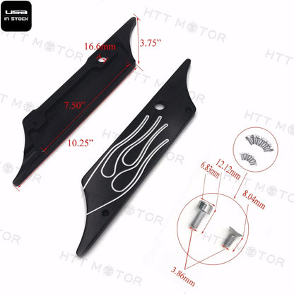 CNC Billet Aluminum Saddlebag Latch Cover Flame for Harley Touring (1993–2013)