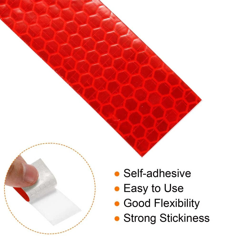 Reflective Safety Tape 1In x 82FT for Vehicles - Red (Reflective-Strip-Pattern-Color)