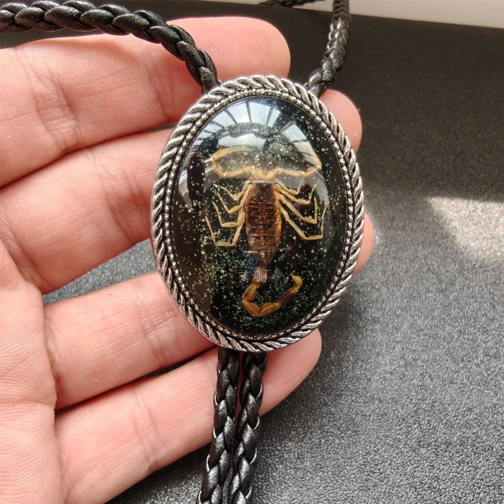 Black Scorpion Bolo Tie for Western Gothic Weddings
