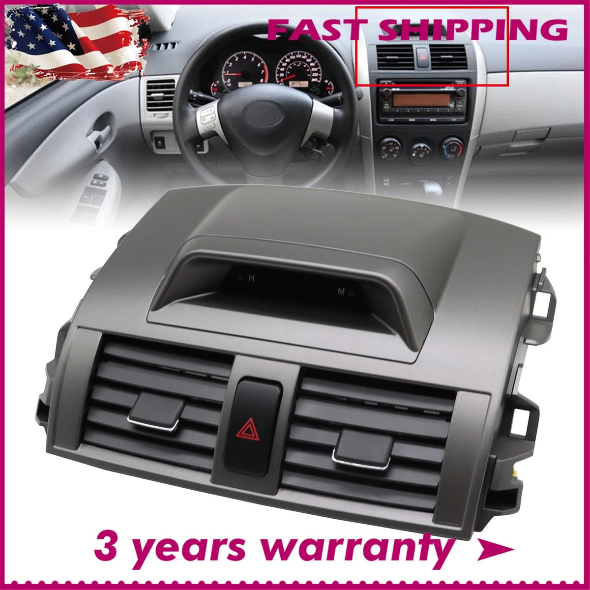 Center Dash A/C Outlet Air Vent Panel for Toyota Corolla (2009–2013) 55670-02340, 5567002340