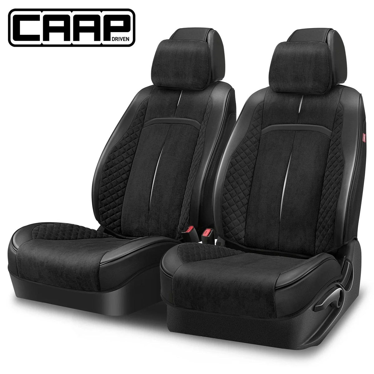 Set of 2 Universal Voris Series Front Row Seat Covers for Car SUV Black