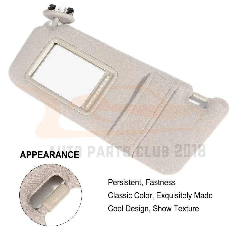 Set of 2 Beige Plush Cloth Sun Visors for Toyota Camry (2006–2011)