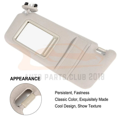 Set of 2 Beige Plush Cloth Sun Visors for Toyota Camry (2006–2011)