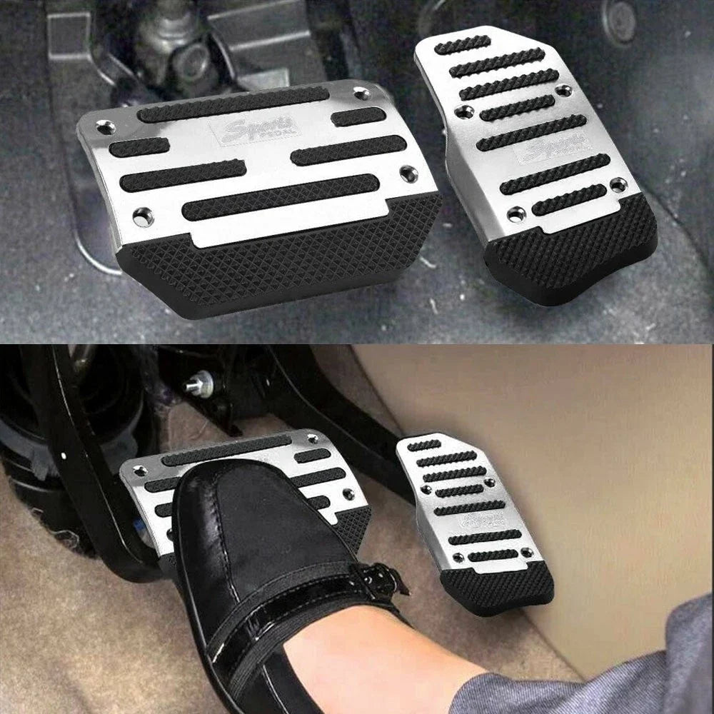 Universal Non-Slip Brake and Accelerator Pedal Covers for Cars (Silver)