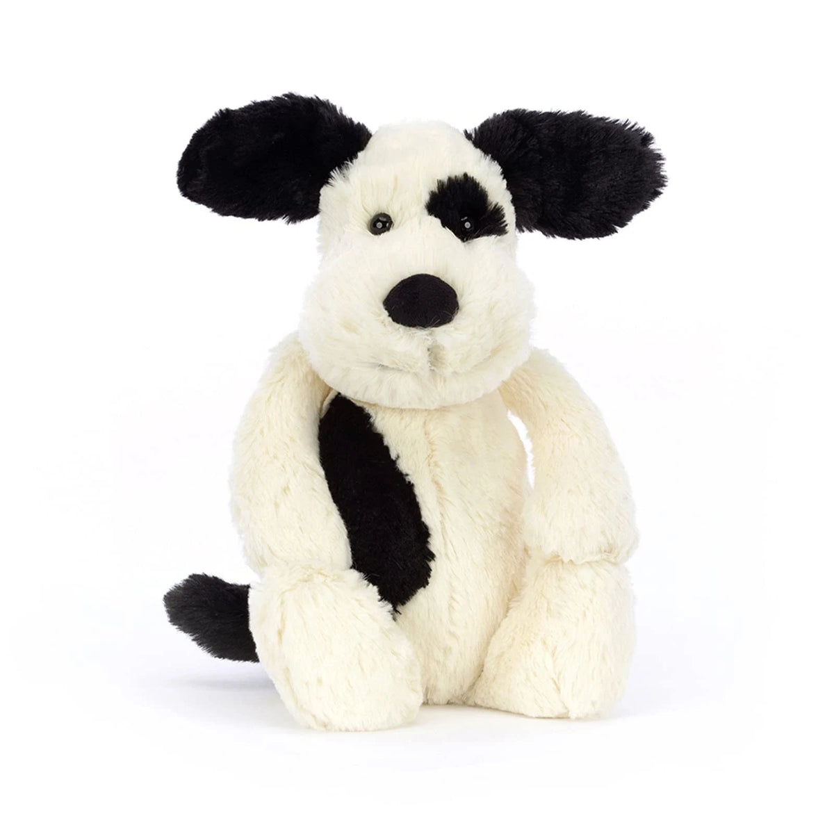 Jellycat Bashful Black and Cream Puppy Stuffed Animal - Medium 12"