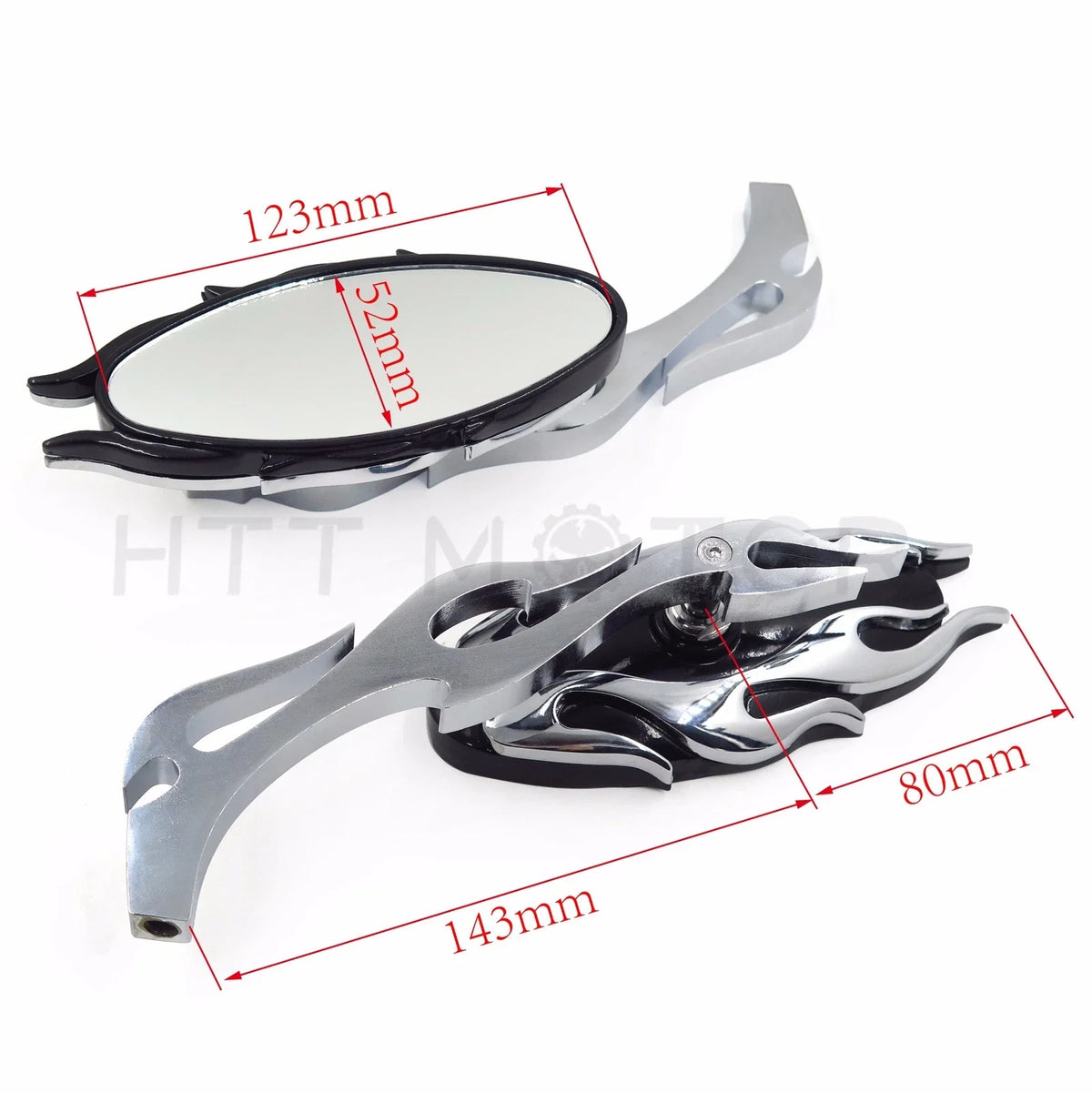 Chrome CNC Rearview Side Mirror for Motorcycle Cruiser Chopper (8mm, 10mm)