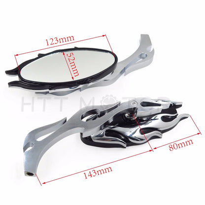 Chrome CNC Rearview Side Mirror for Motorcycle Cruiser Chopper (8mm, 10mm)