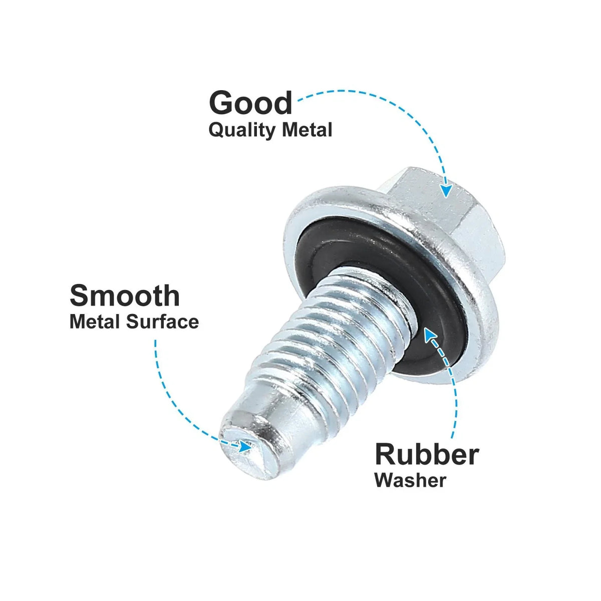 M12 x 1.75 Steel Engine Oil Drain Plug Screw with Seal Ring for Buick 