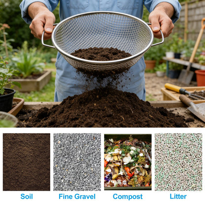 Heavy Duty Soil Sifter for 5 Gallon Bucket (11.8in, 3/8 Mesh)
