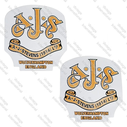 Set of 2 Oil Tank Stickers for AJS Motorcycles