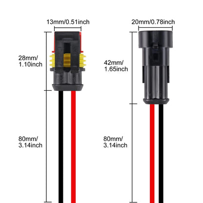 10PCS 2 Pin Waterproof Electrical Wire Connector for Automotive Applications